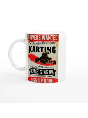 Karting Gününe Çağrı Retro Afiş Temalı Kupa Bardak