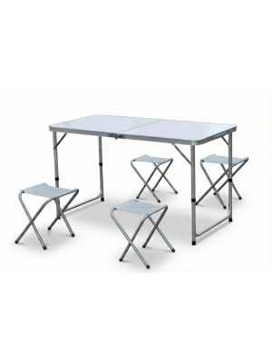 Katlanabilir Alüminyum Kamp Masa 4lü Tabure Seti