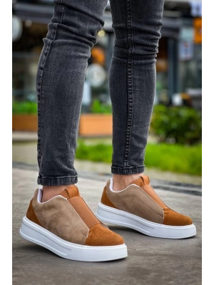 KB-007    Vizon Taba Yüksek Taban Tek Bant Bağcıksız Günlük Erkek Ayakkabı