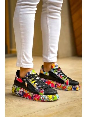 KB-02   Bağcıklı Crocodile Siyah Kırmızı Günlük Erkek Ayakkabı