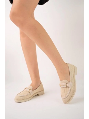 KB-021  Bej Triko G Toka  Günlük Kadın Ayakkabı