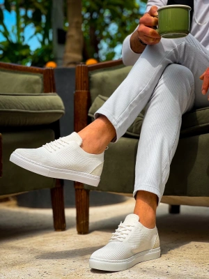 KB-101  Beyaz Triko Bağcıklı Günlük Erkek Ayakkabı