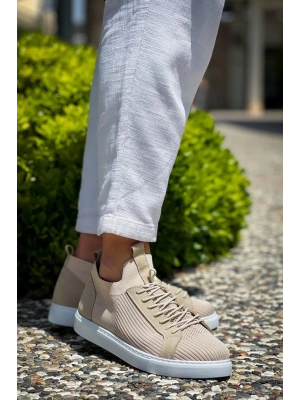 KB-112    Bej Triko Bağcıklı  Günlük Erkek  Ayakkabı