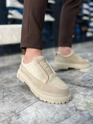 KB-703  Bej Süet Lastikli Günlük Erkek Ayakkabı