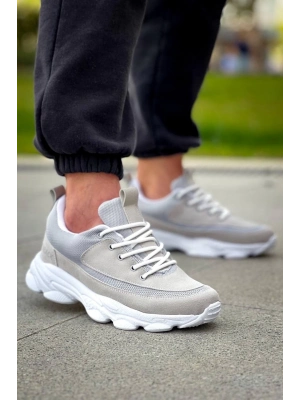 KB-707   Taş Süet Yüksek Taban Bağcıklı Günlük Erkek Ayakkabı