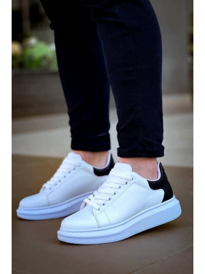 KB-X500   Bağcıklı Beyaz Siyah  Günlük Erkek Ayakkabı