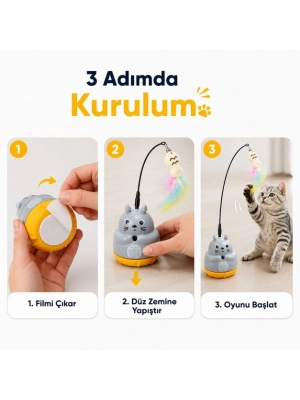 Kedi Şekilli Dönen Peluş Balıklı Olta Oyuncağı