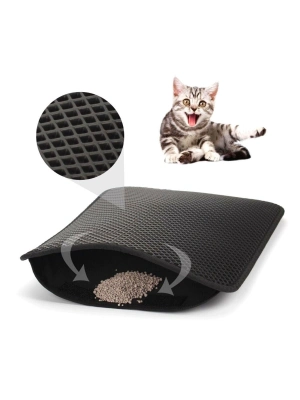 ®  Kedi Tuvalet Önü Kum Toplayıcı Temizleyici Elekli Gri Paspas