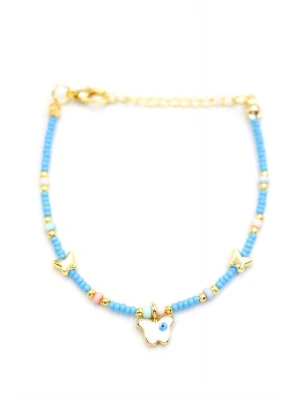 Kelebek Boncuk Bileklik - Açık Mavi