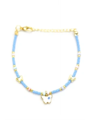 Kelebek Boncuk Bileklik - Açık Mavi