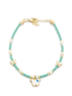 Kelebek Boncuk Bileklik - Açık Yeşil