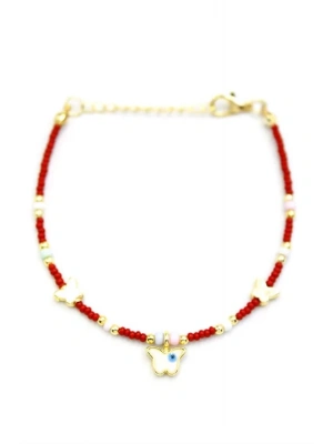 Kelebek Boncuk Bileklik - Bordo