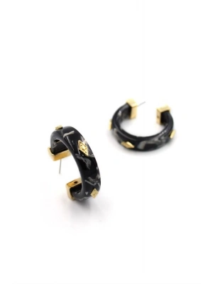 Kemik Halka Küpe - Siyah