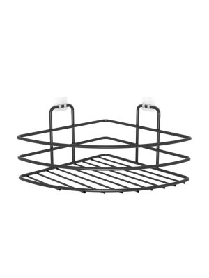 ®  Kendiliğinden Yapışkanlı Montaj Gerektirmeyen Tek Katlı Banyo Askı Köşe Şampuanlık Siyah