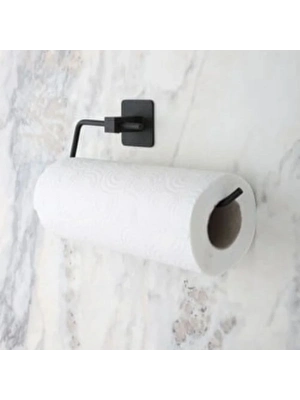 ®  Kendiliğinden Yapışkanlı Siyah Paslanmaz Metal Rulo Havluluk Aparat