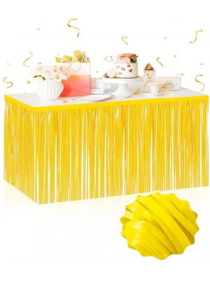Kendinden Yapışkanlı Makaron Sarı Püsküllü Masa Eteği