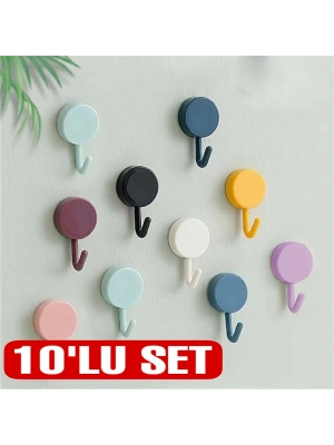 Kendinden Yapışkanlı Renkli Duvar Askısı (10lu Set)