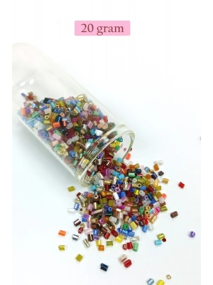 Kesme Cam Boncuk 2mm - 20 Gram - Karışık Renkli -BNC309