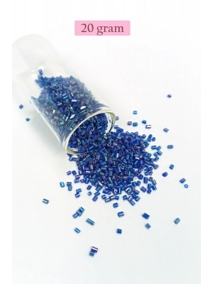 Kesme Cam Boncuk 2mm - 20 Gram - Koyu Mavi -BNC344