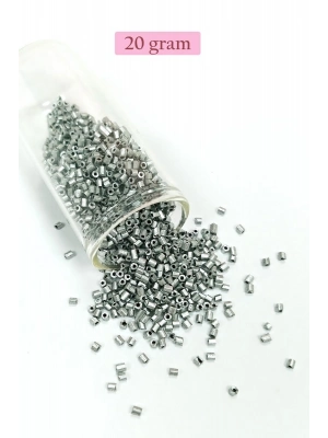 Kesme Cam Boncuk 2mm - 20 Gram - Mat Gümüş -BNC333