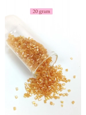 Kesme Cam Boncuk 2mm - 20 Gram - Şeffaf Altın -BNC318