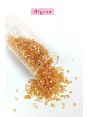 Kesme Cam Boncuk 2mm - 20 Gram - Şeffaf Altın -BNC318