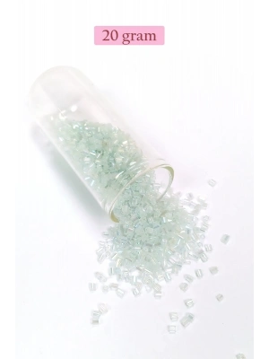 Kesme Cam Boncuk 2mm - 20 Gram - Şeffaf Beyaz -BNC320