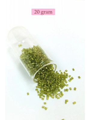 Kesme Cam Boncuk 2mm - 20 Gram - Şeffaf Çimen Yeşili -BNC345