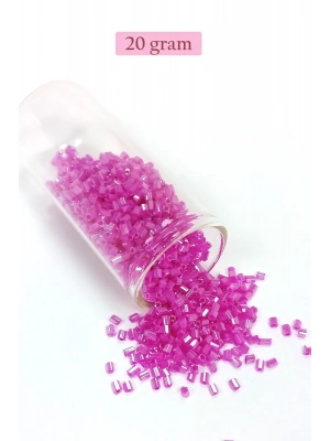 Kesme Cam Boncuk 2mm - 20 Gram - Şeffaf Fuşya -BNC315