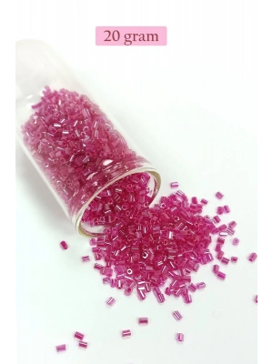 Kesme Cam Boncuk 2mm - 20 Gram - Şeffaf Koyu Pembe -BNC346
