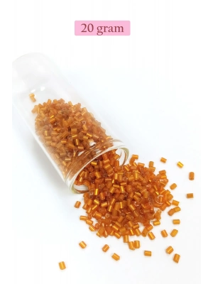 Kesme Cam Boncuk 2mm - 20 Gram - Şeffaf Koyu Turuncu -BNC327