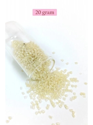 Kesme Cam Boncuk 2mm - 20 Gram - Şeffaf Krem -BNC339