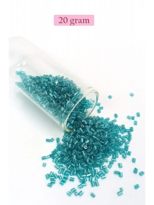 Kesme Cam Boncuk 2mm - 20 Gram - Şeffaf Turkuaz -BNC316
