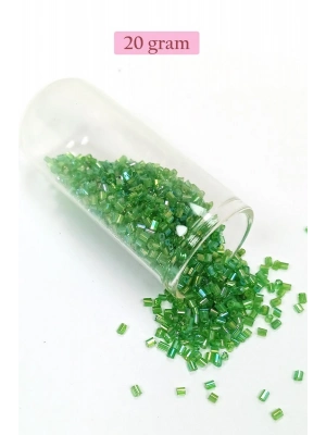 Kesme Cam Boncuk 2mm - 20 Gram - Şeffaf Yeşil -BNC307