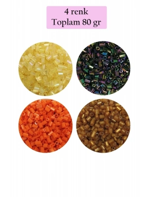 Kesme Cam Boncuk 2mm - 4 Renk - Toplam 80 Gram - BNC435