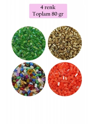 Kesme Cam Boncuk 2mm - 4 Renk - Toplam 80 Gram - BNC436
