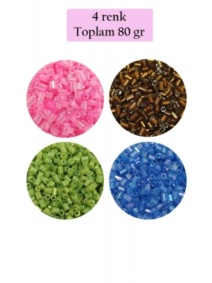 Kesme Cam Boncuk 2mm - 4 Renk - Toplam 80 Gram - BNC440