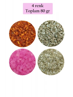 Kesme Cam Boncuk 2mm - 4 Renk - Toplam 80 Gram - BNC441