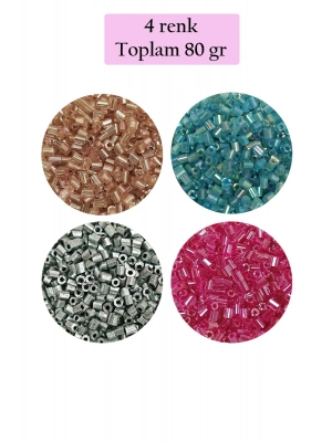 Kesme Cam Boncuk 2mm - 4 Renk - Toplam 80 Gram - BNC442