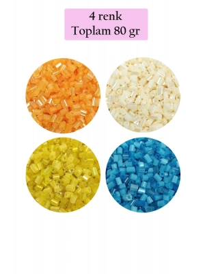 Kesme Cam Boncuk 2mm - 4 Renk - Toplam 80 Gram - BNC443