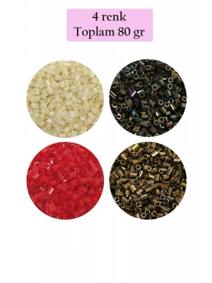 Kesme Cam Boncuk 2mm - 4 Renk - Toplam 80 Gram - BNC444