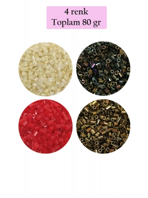 Kesme Cam Boncuk 2mm - 4 Renk - Toplam 80 Gram - BNC444