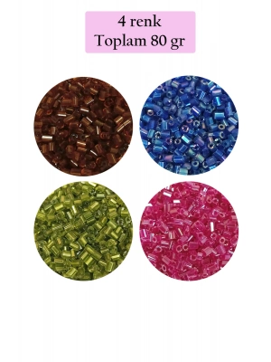 Kesme Cam Boncuk 2mm - 4 Renk - Toplam 80 Gram - BNC445