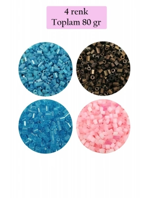 Kesme Cam Boncuk 2mm - 4 Renk - Toplam 80 Gram - BNC446