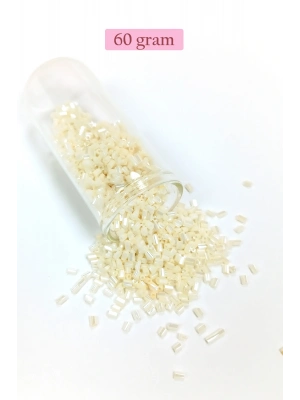Kesme Cam Boncuk 2mm - 60 Gram - Krem - BNC384