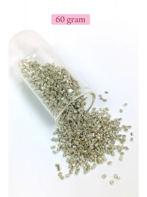 Kesme Cam Boncuk 2mm - 60 Gram - Parlak Gümüş - BNC376