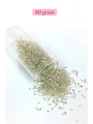 Kesme Cam Boncuk 2mm - 60 Gram - Şeffaf Gümüş - BNC378