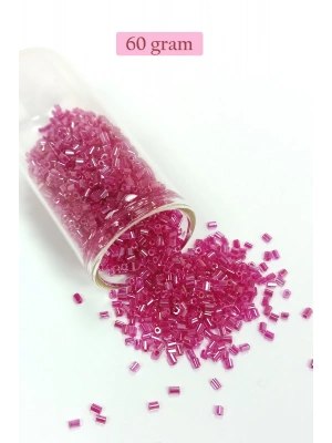 Kesme Cam Boncuk 2mm - 60 Gram - Şeffaf Koyu Pembe - BNC394