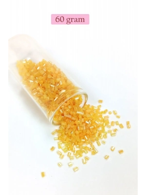 Kesme Cam Boncuk 2mm - 60 Gram - Şeffaf Koyu Sarı - BNC361