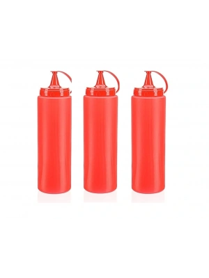 Ketçap Şişesi - 1000ml Dev Boy Kırmızı 3 Adet